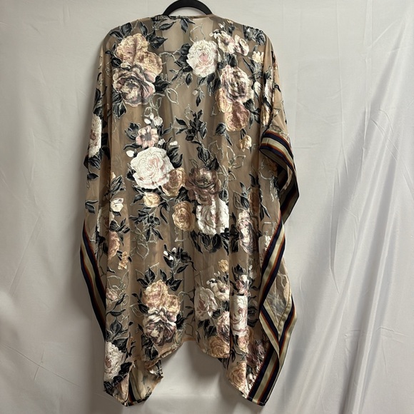 Anthropologie Aratta Phoebe Burnout Velvet Kimono Tan Multi One Size - Picture 5 of 7